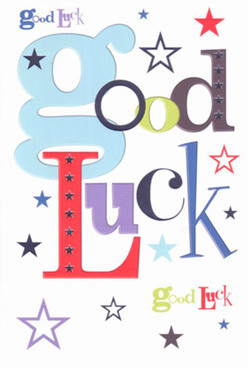 This uplifting good luck card, often seen gracing displays in Motspur Park's beloved flower shops, overflows with confident energy and warmth. A prominent, pastel-blue 'g' anchors the hand-lettered message, its curves surrounded by a vibrant chorus of deep reds, lush purples, and tranquil greens, artfully chosen to evoke both serenity and anticipation. Scattered across a bright white canvas, stars in shades of midnight navy, sky blue, lavender, and sage appear to drift as if floating above Motspur Park's gardens at dusk. The arrangement of fonts feels exuberant yet precise, reflecting the care that local florists devote to their craft-every stroke and hue conveying both celebration and support. There's a subtle, almost velvety smoothness to the card's surface, promising a tactile delight to anyone who runs their fingertips across it. Bestowed for a new job, university offer, or a leap into the unknown, this card captures the effervescent optimism that defines Motspur Park. Whether slipped into a bouquet or presented on its own, it delivers a heartfelt wish that luck truly feels written in the stars.