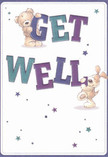 Brimming with the cheerful, nurturing energy found throughout Motspur Park, this vibrant get well card features two endearing figures: a huggable teddy bear and a sweet pup, joyously interacting with oversized 'Get Well' letters. The bear's plush fur and the puppy's velvety, soft ears are rendered with an almost tangible touch, exuding comfort and kindness. Indigo and teal hues saturate the text, setting off the friendly, hand-drawn letters against a soft, creamy white background-much like a bright bloom lighting up the window of a Motspur Park florist's shop. Stars in shades of blue and purple float across the scene, lending a sprinkle of hope and magic. This card radiates upbeat sincerity, offering not only a heartfelt message but also the gentle assurance that, like a locally crafted bouquet, every detail is designed to soothe and uplift anyone in recovery within the Motspur Park community.